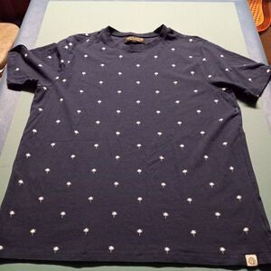 Free Planet Large Navy with Palm Trees Coiion Blend Short sleeve T-shirt